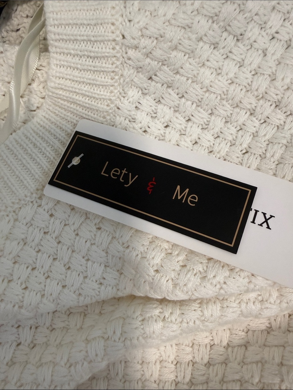 Lety & Me Josey Elbow Patch Cream Textured Crewneck Sweater S - Picture 8 of 16